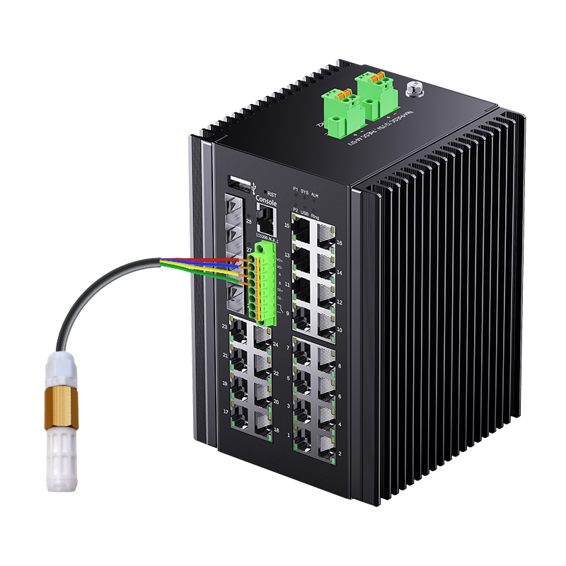 STI-4240XGGM 24-port L3 industrial managed switch DI DO RS485 temperature humidity